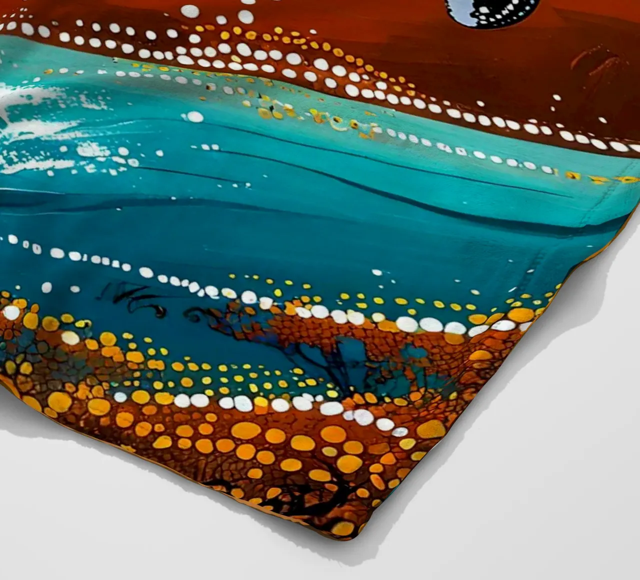Stippled Ocean: Orca Art Print with White Dots coperta in pile da IMAGINE ART