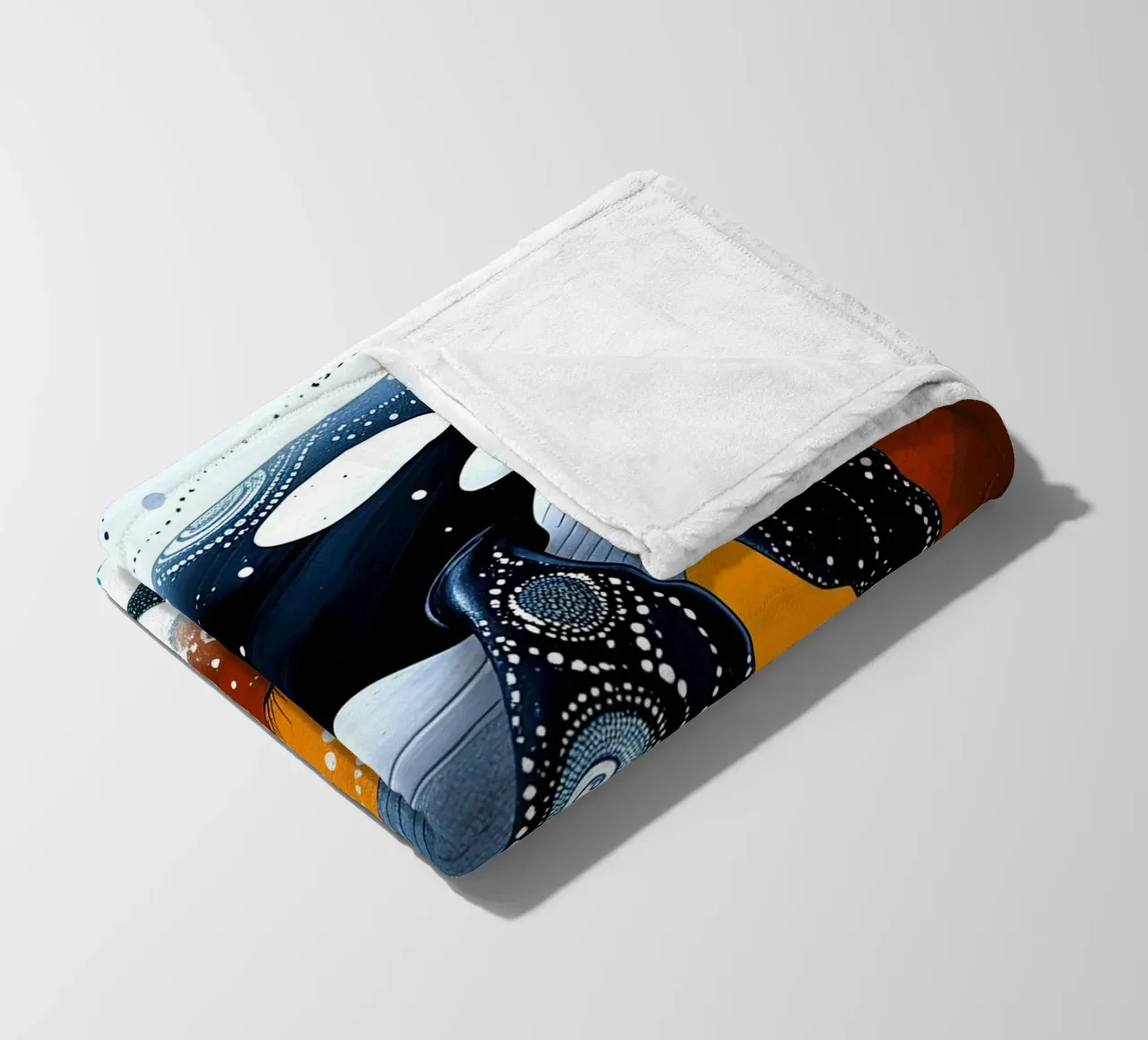 Stippled Ocean: Orca Art Print with White Dots coperta in pile da IMAGINE ART