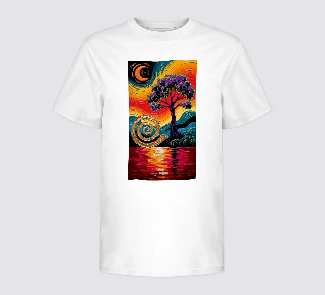 Twilight's Embrace: Purple Tree & Golden Spheres Fine Art Pr t-shirt bambini da IMAGINE ART
