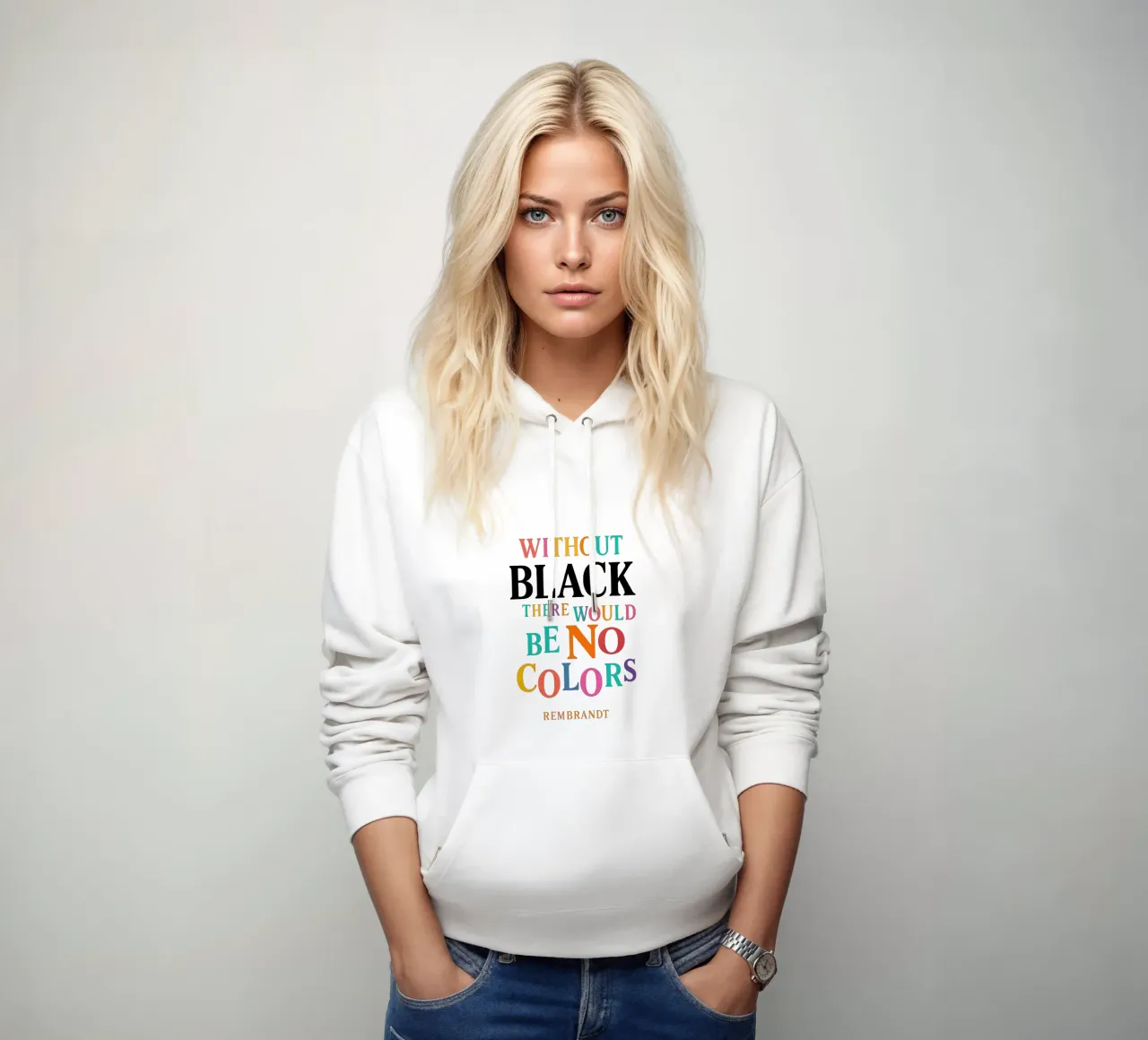 WITHOUT BLACK, THERE WOULD BE NO COLORS (Rembrandt) felpa con cappuccio da Vintage Van Gogh
