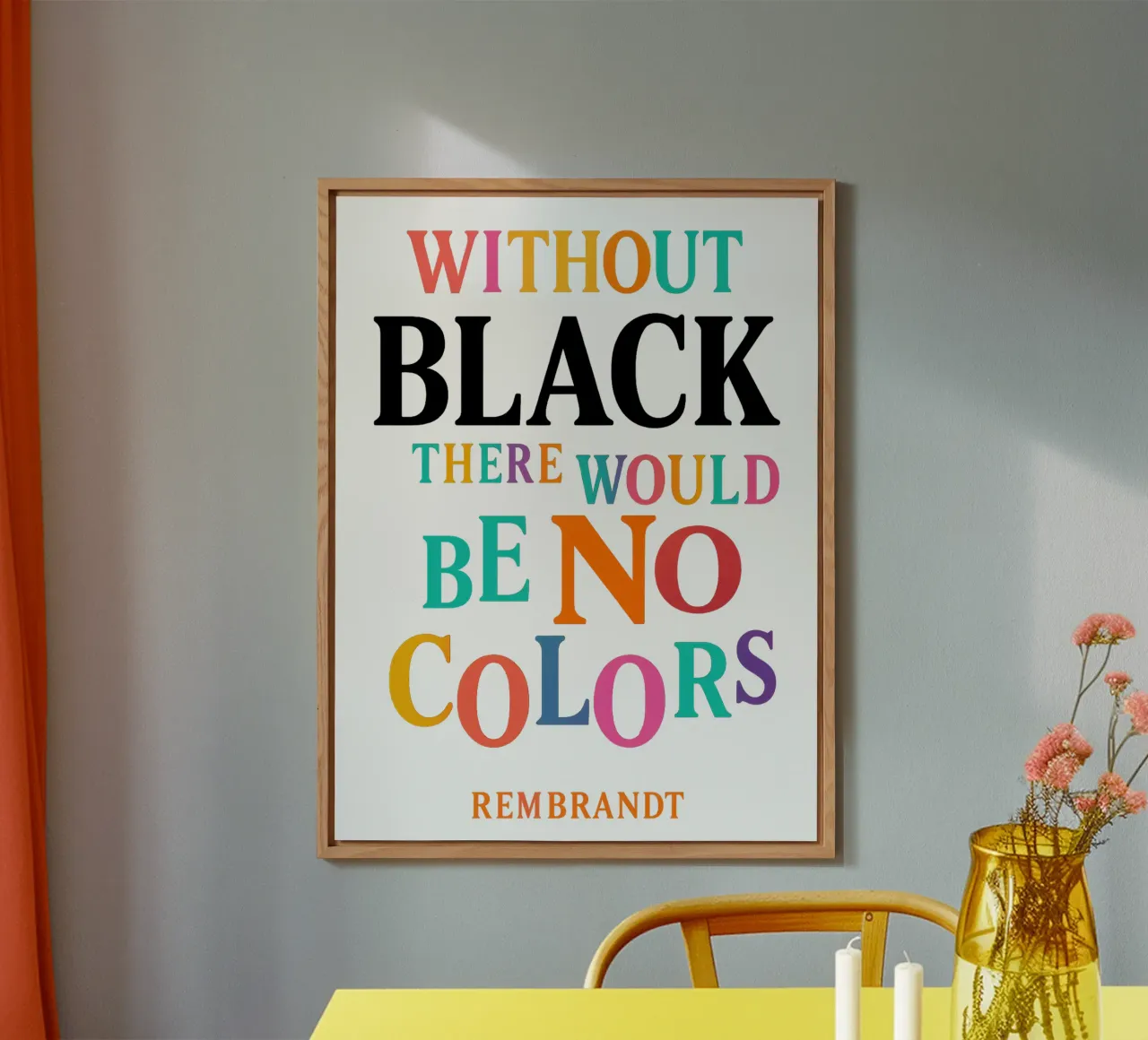 WITHOUT BLACK, THERE WOULD BE NO COLORS (Rembrandt) alluminio dibond da Vintage Van Gogh