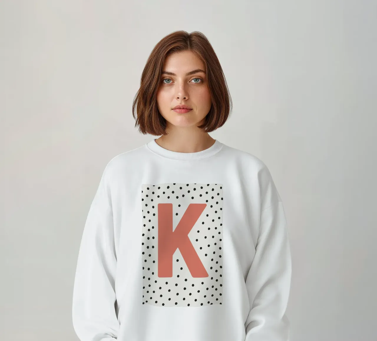 Initial K on dot pattern - Scandinavian style sweatshirt by KidzStudio