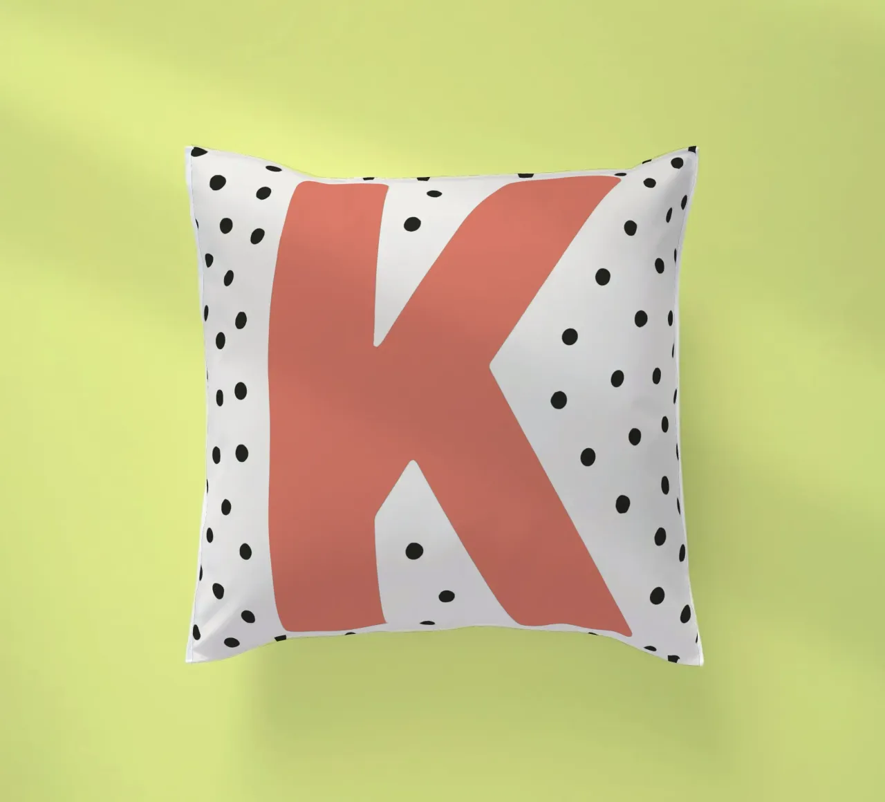 Initial K on dot pattern - Scandinavian style decorative cushion by KidzStudio