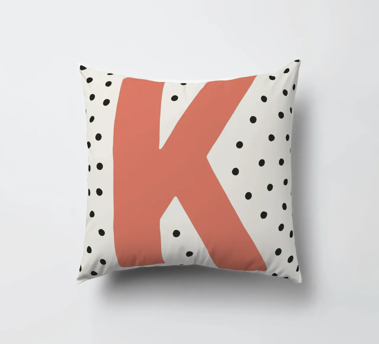 Initial K on dot pattern - Scandinavian style decorative cushion by KidzStudio