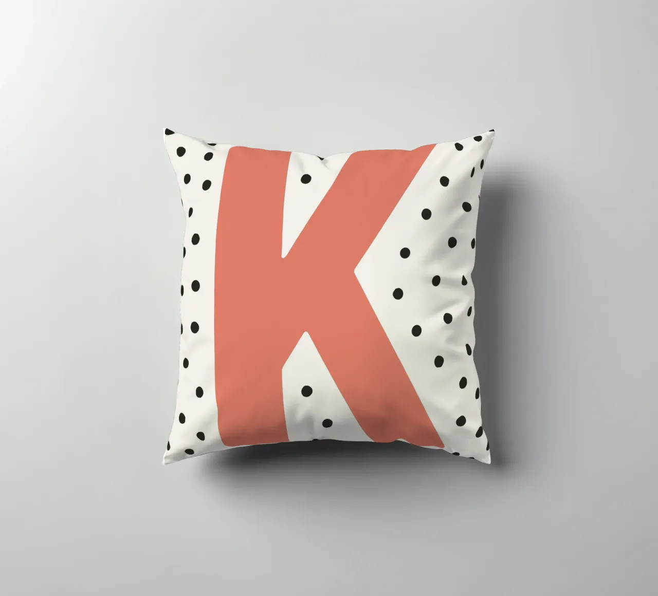 Initial K on dot pattern - Scandinavian style decorative cushion by KidzStudio