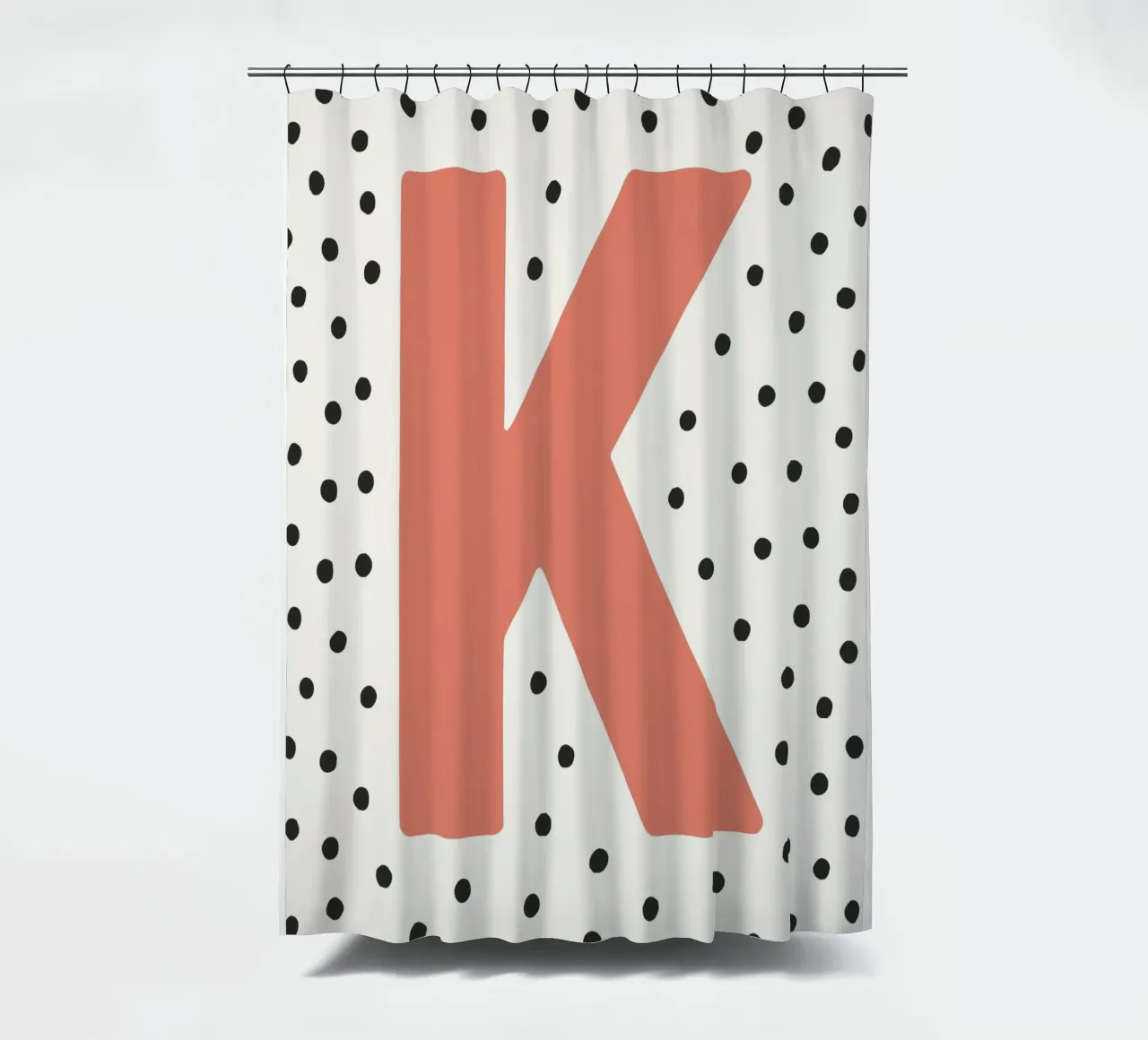 Initial K on dot pattern - Scandinavian style shower curtain by KidzStudio