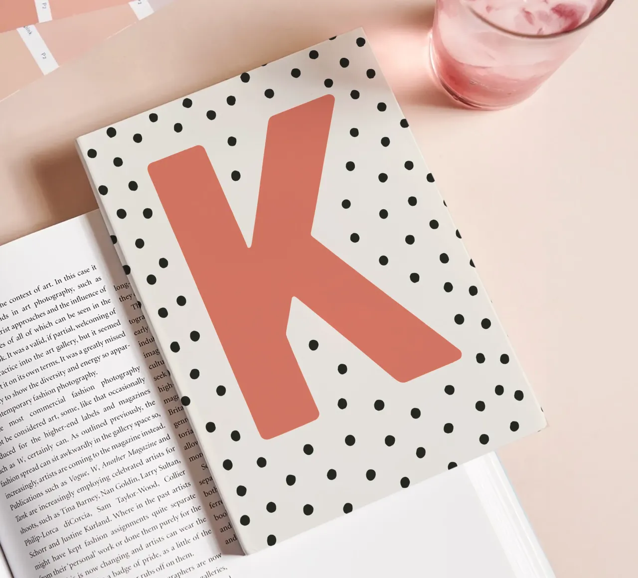 Initial K on dot pattern - Scandinavian style notebook by KidzStudio