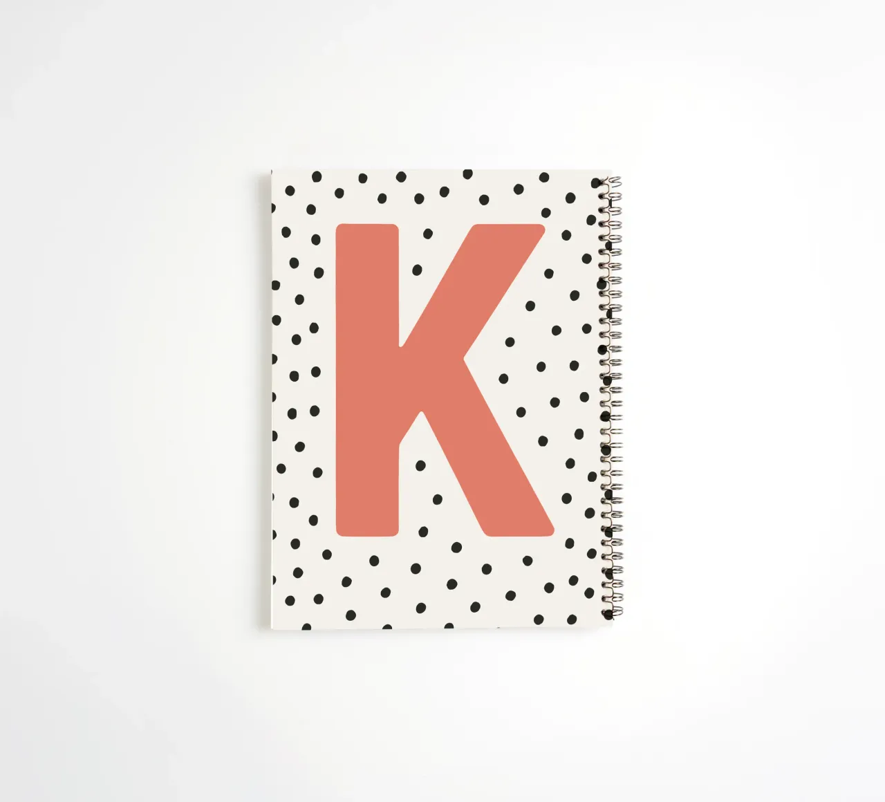 Initial K on dot pattern - Scandinavian style spiral notebook by KidzStudio