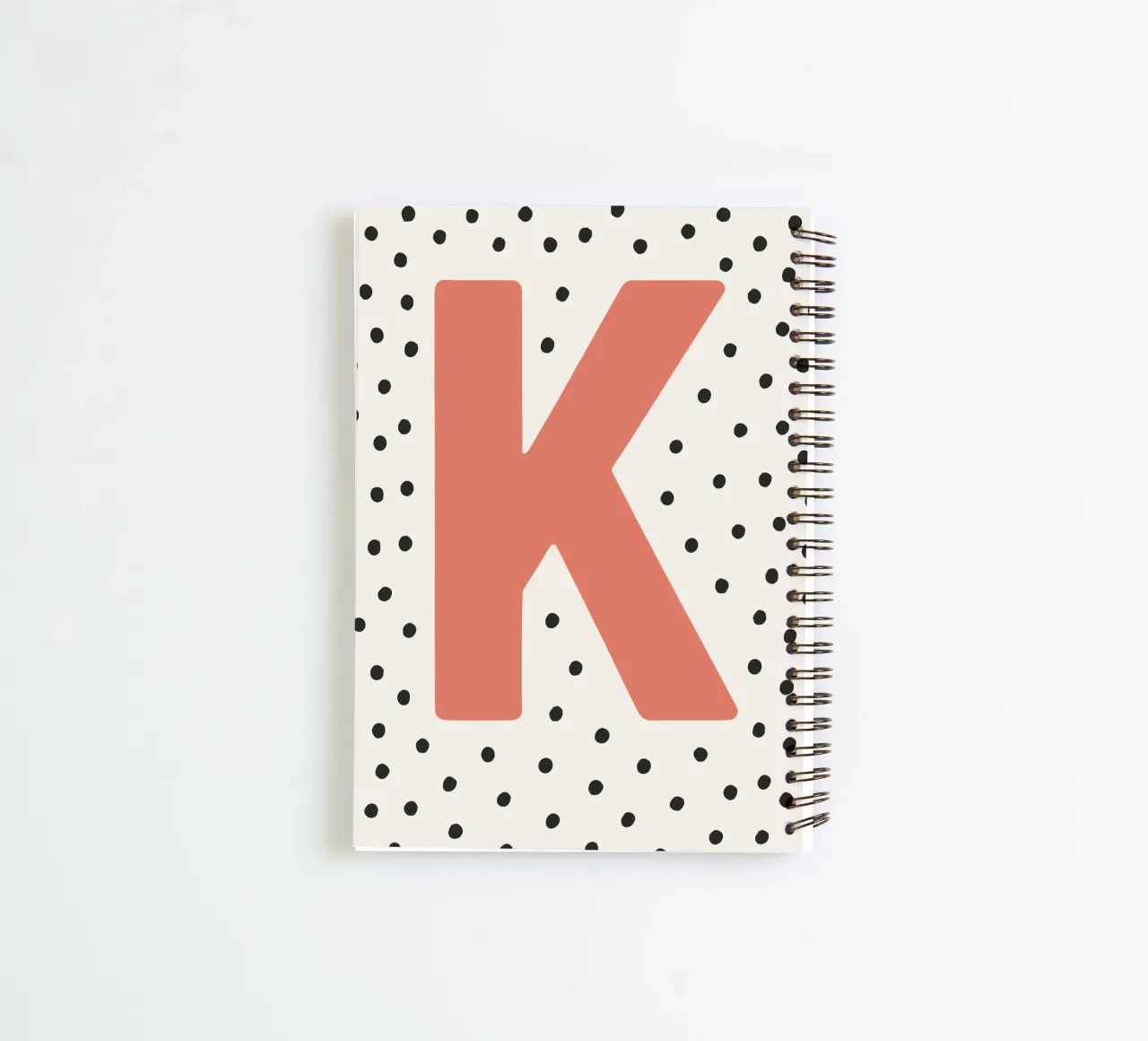 Initial K on dot pattern - Scandinavian style spiral notebook by KidzStudio