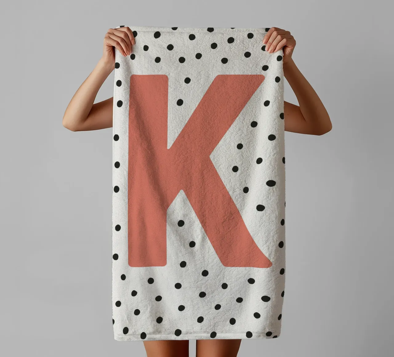Initial K on dot pattern - Scandinavian style towel by KidzStudio