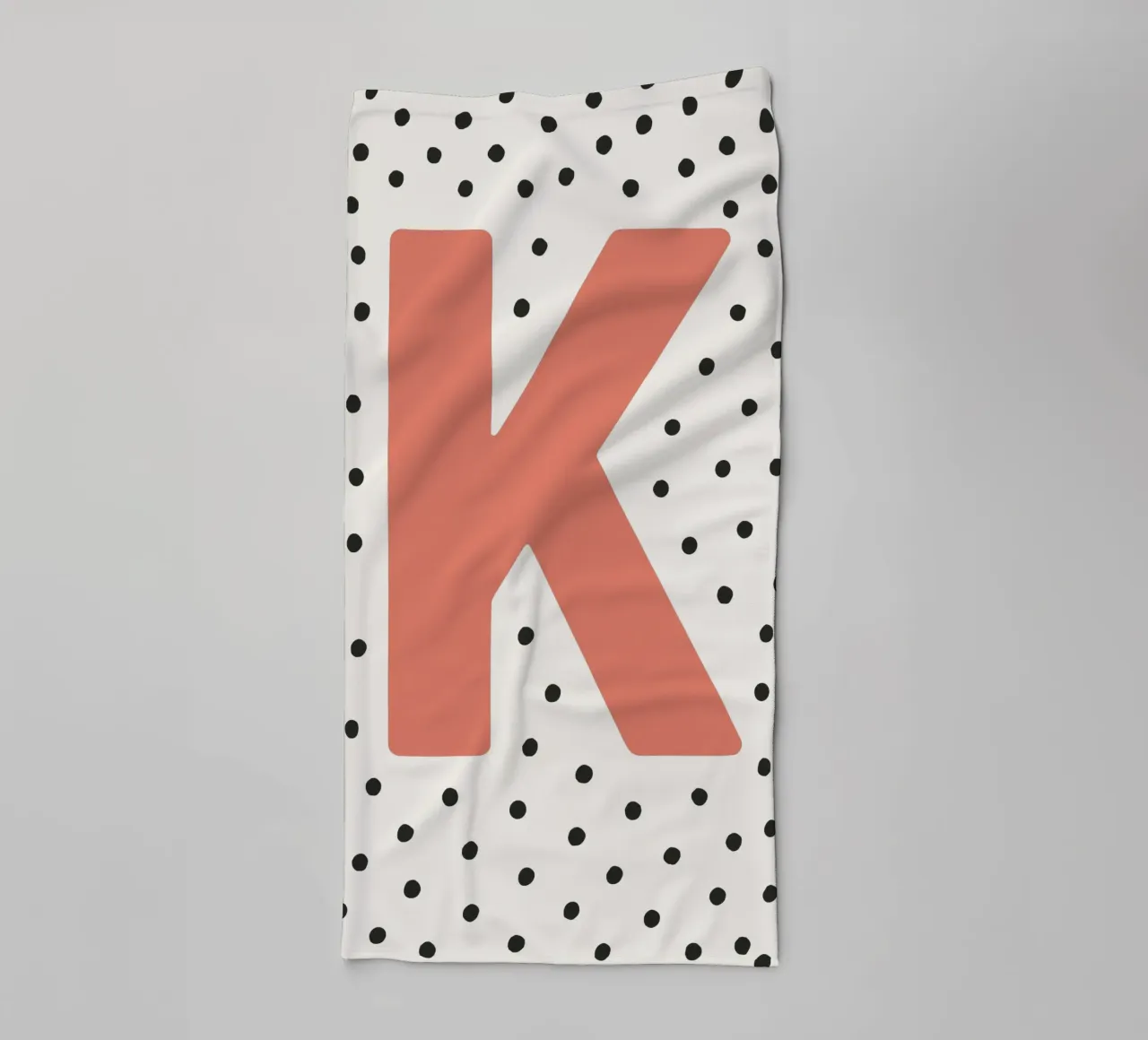 Initial K on dot pattern - Scandinavian style towel by KidzStudio