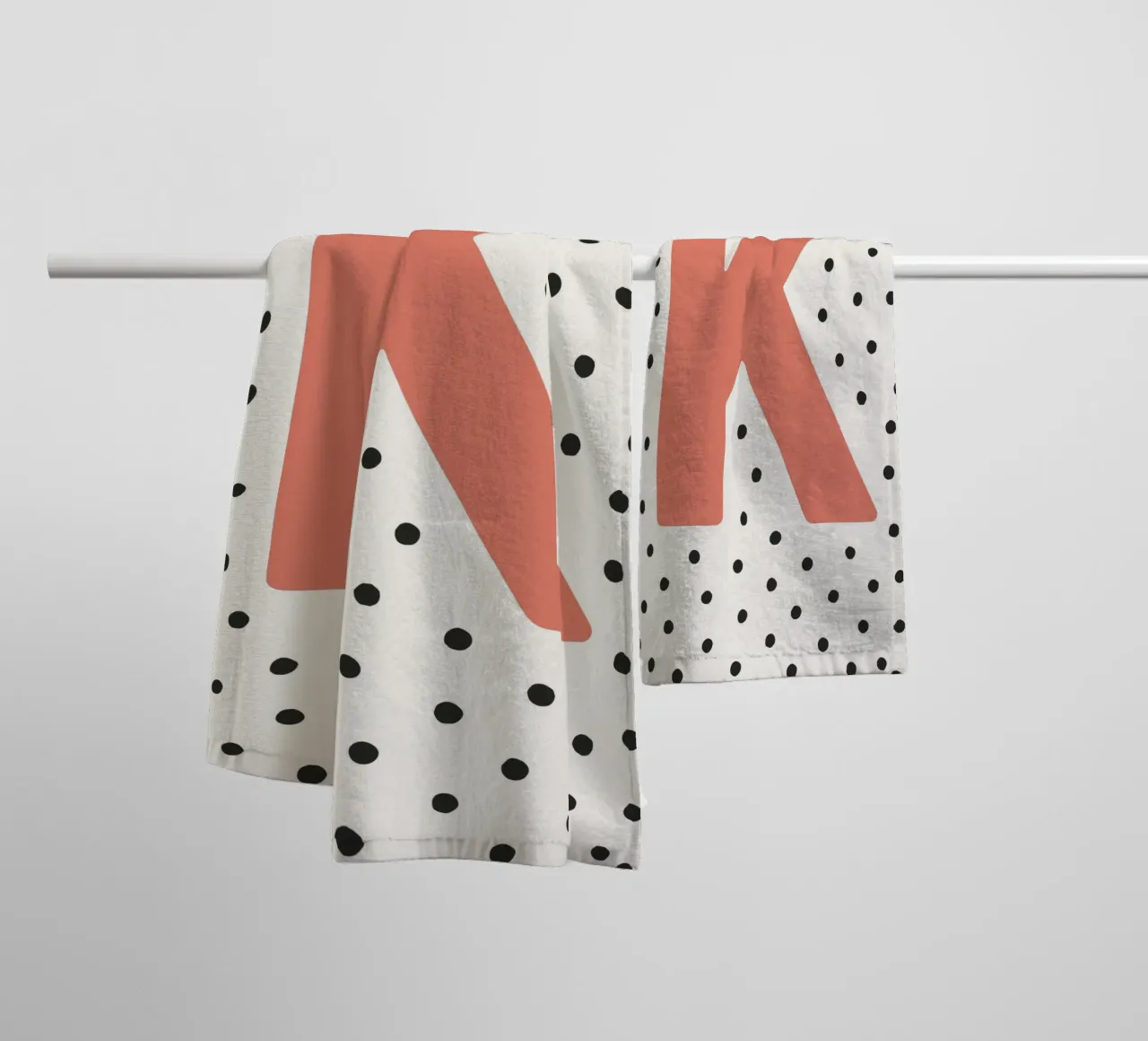 Initial K on dot pattern - Scandinavian style towel by KidzStudio