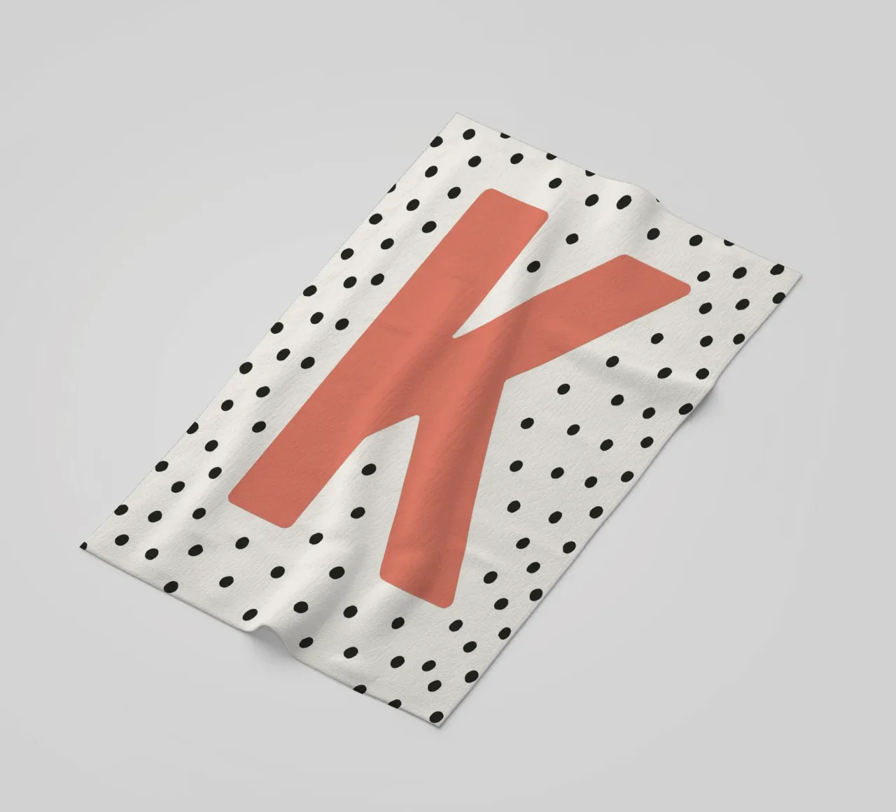 Initial K on dot pattern - Scandinavian style beach towel by KidzStudio