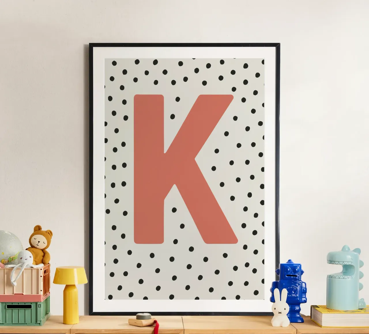 Initial K on dot pattern - Scandinavian style hahnemühle by KidzStudio
