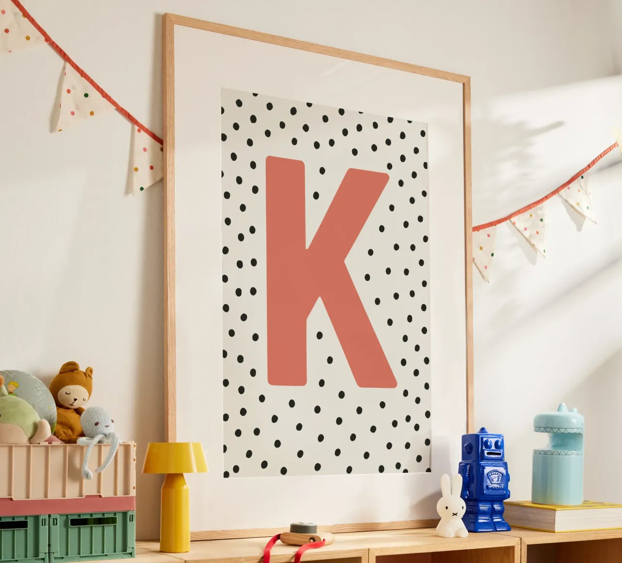 Initial K on dot pattern - Scandinavian style hahnemühle by KidzStudio