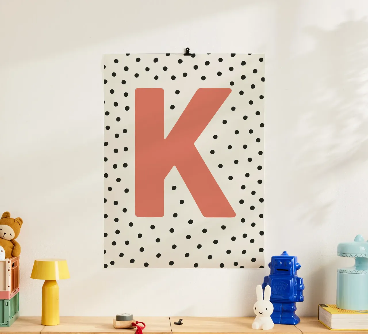 Initial K on dot pattern - Scandinavian style hahnemühle by KidzStudio