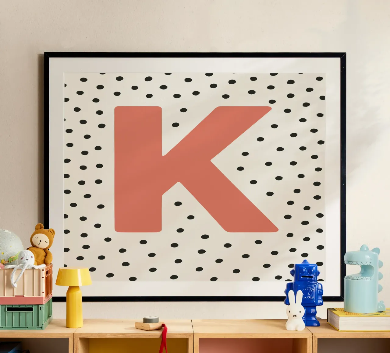 Initial K on dot pattern - Scandinavian style hahnemühle by KidzStudio