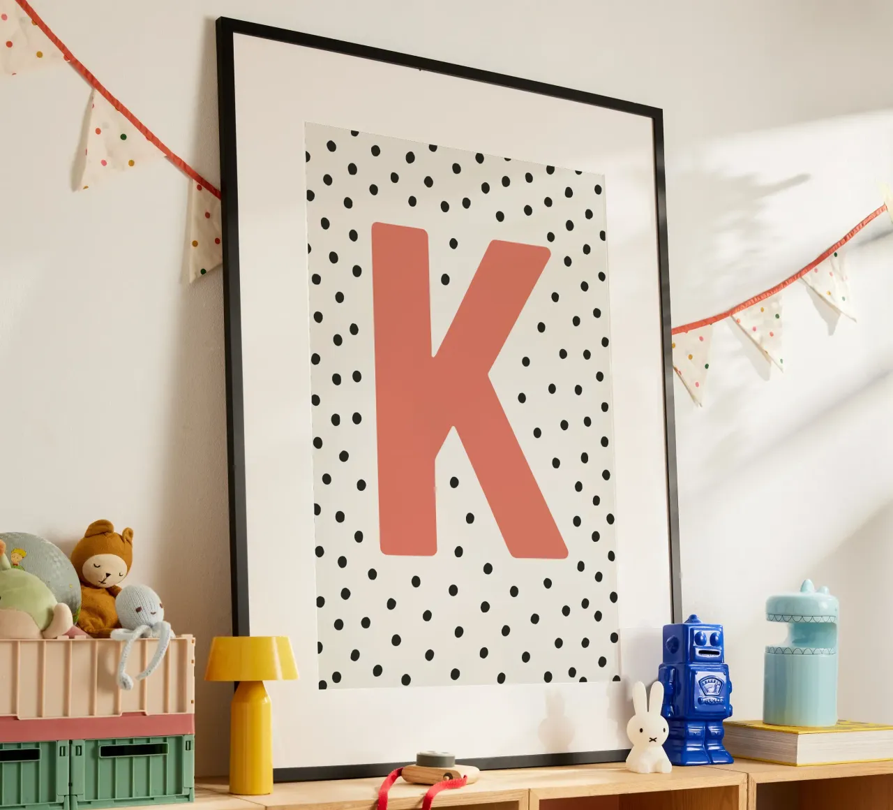 Initial K on dot pattern - Scandinavian style hahnemühle by KidzStudio