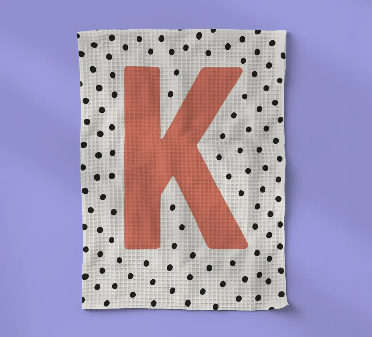 Initial K on dot pattern - Scandinavian style tea towel by KidzStudio
