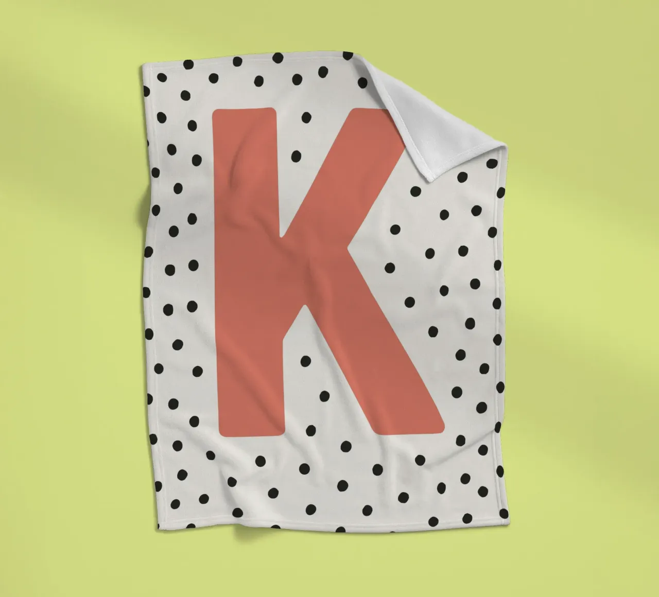 Initial K on dot pattern - Scandinavian style fleece blanket by KidzStudio