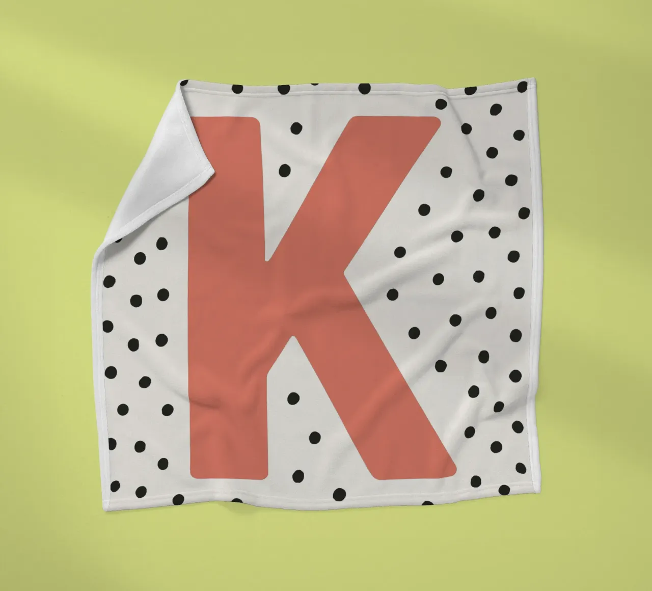 Initial K on dot pattern - Scandinavian style fleece blanket by KidzStudio