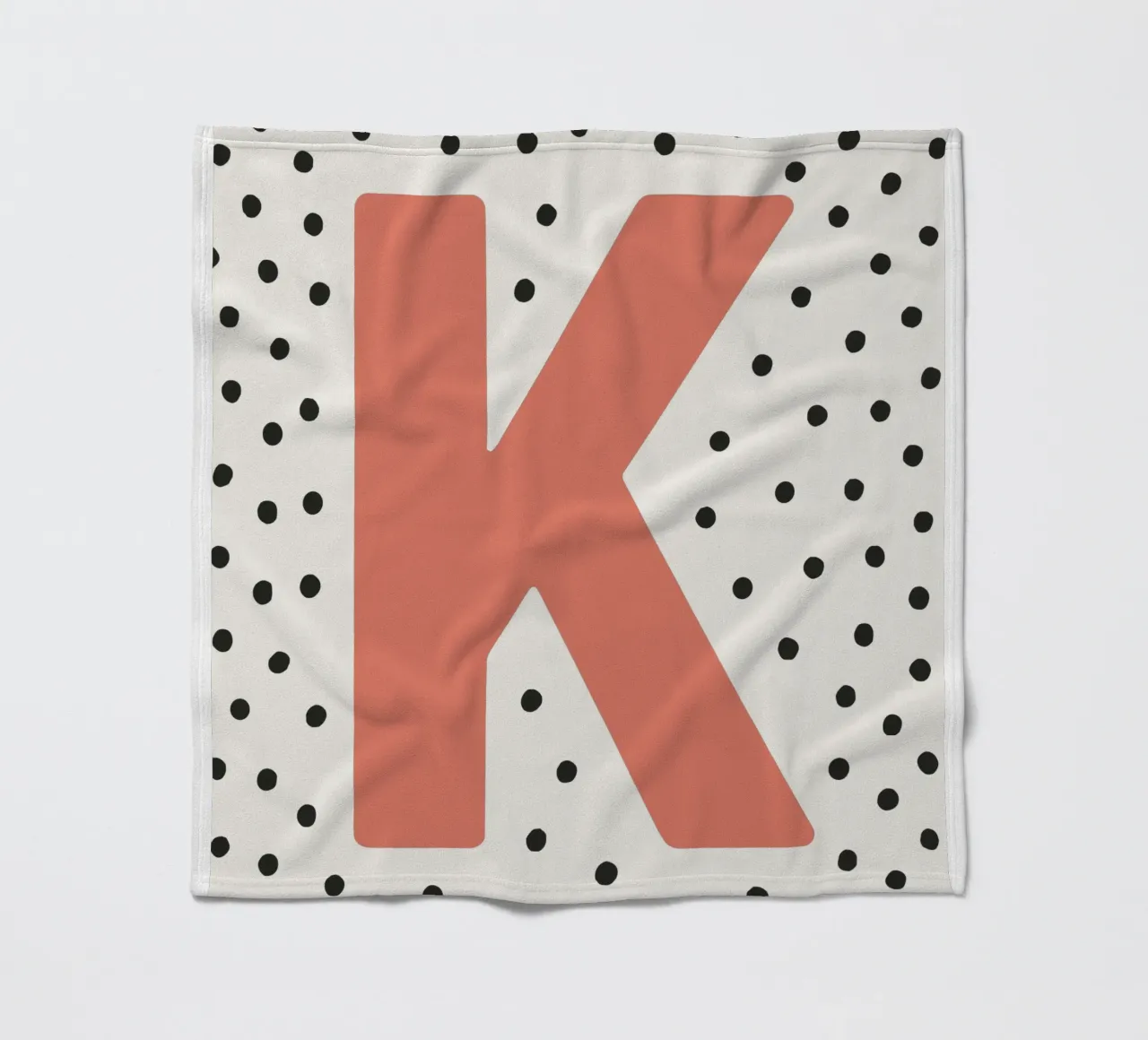 Initial K on dot pattern - Scandinavian style fleece blanket by KidzStudio