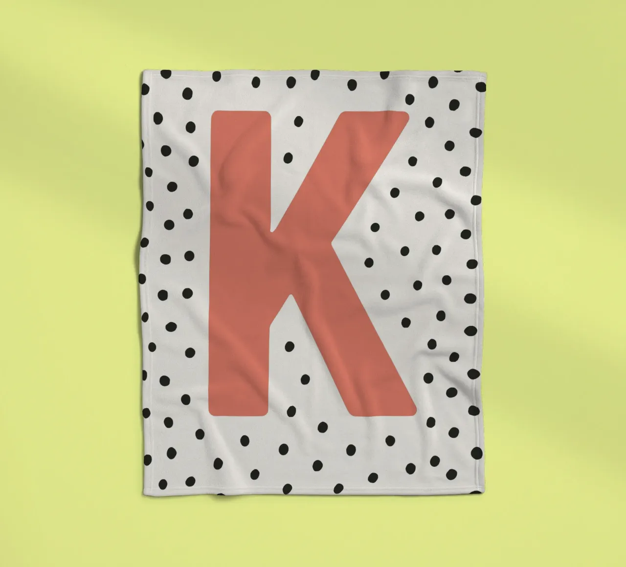 Initial K on dot pattern - Scandinavian style fleece blanket by KidzStudio