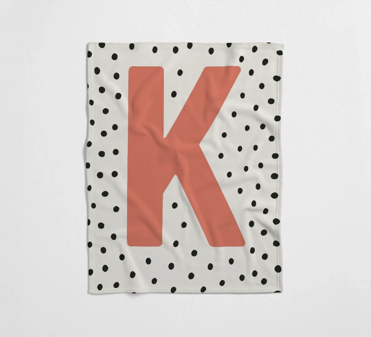 Initial K on dot pattern - Scandinavian style fleece blanket by KidzStudio