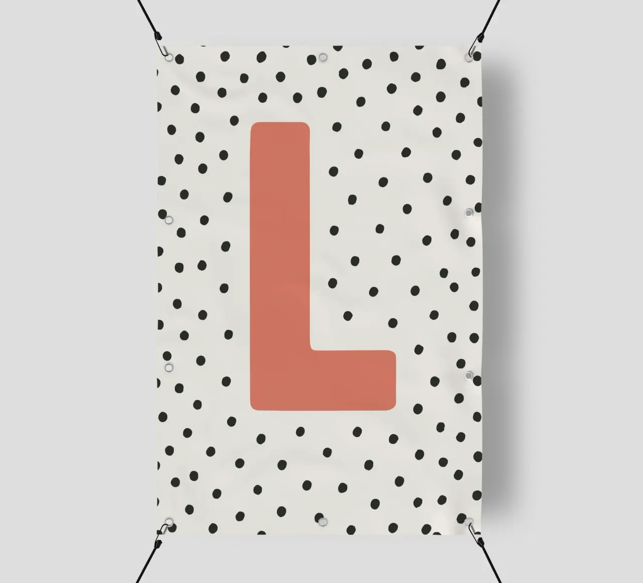 Iniziale L su motivo a pois - Stile scandinavo telo in pvc da KidzStudio