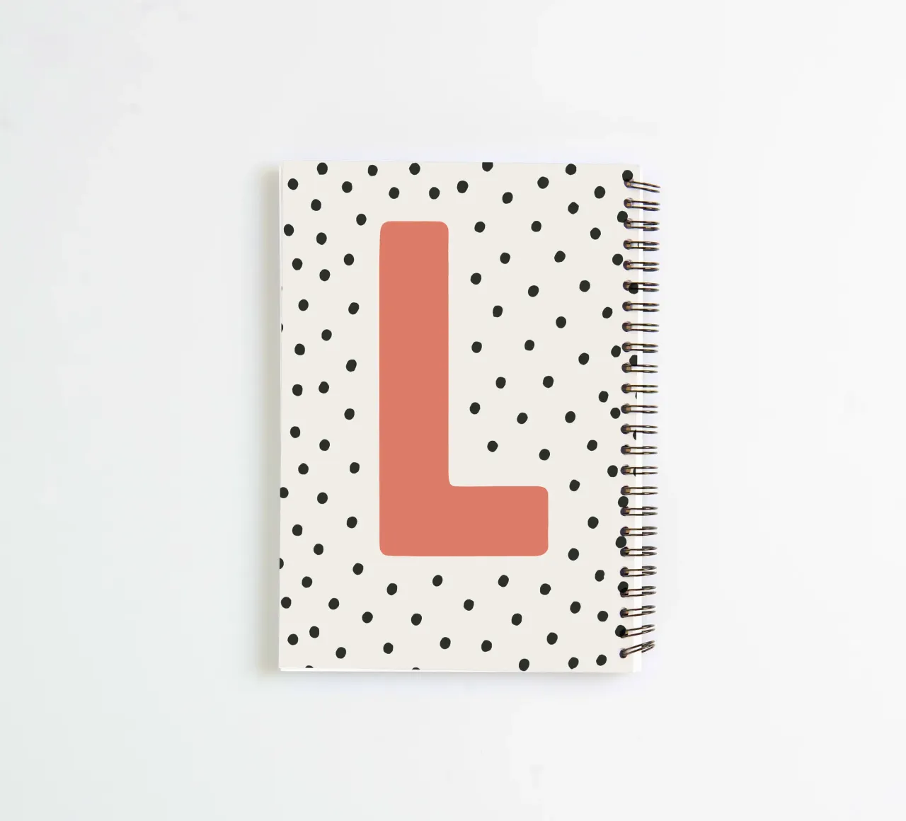 Initial L on dot pattern - Scandinavian style spiral notebook by KidzStudio