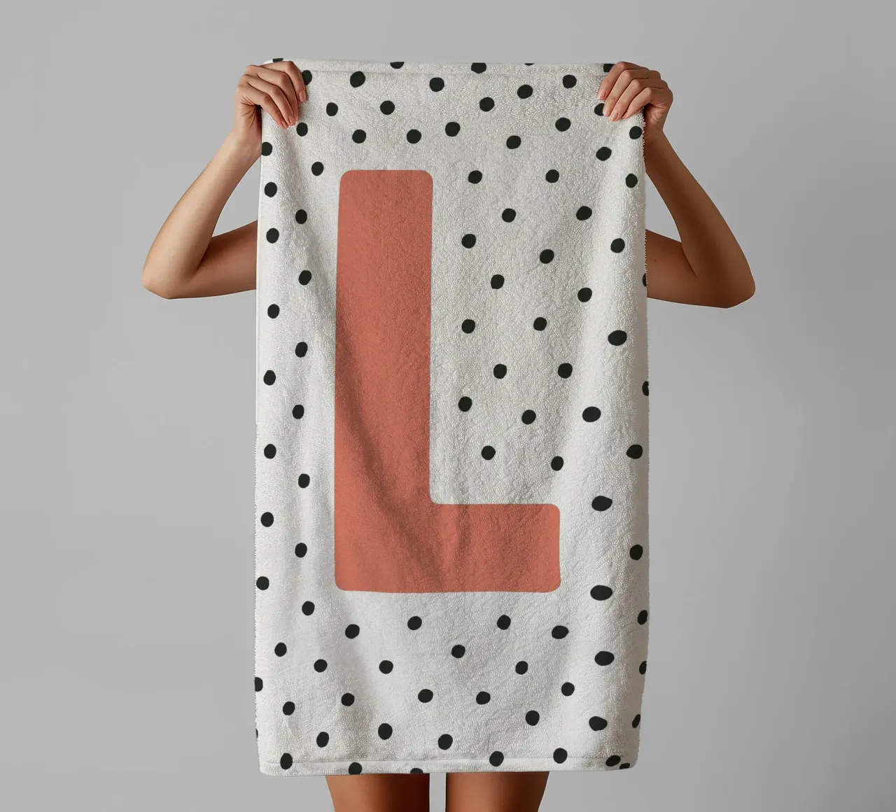 Initial L on dot pattern - Scandinavian style towel by KidzStudio