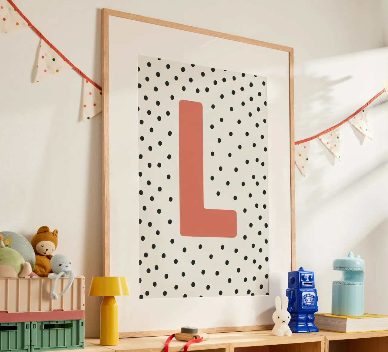 Iniziale L su motivo a pois - Stile scandinavo carta hahnemühle da KidzStudio