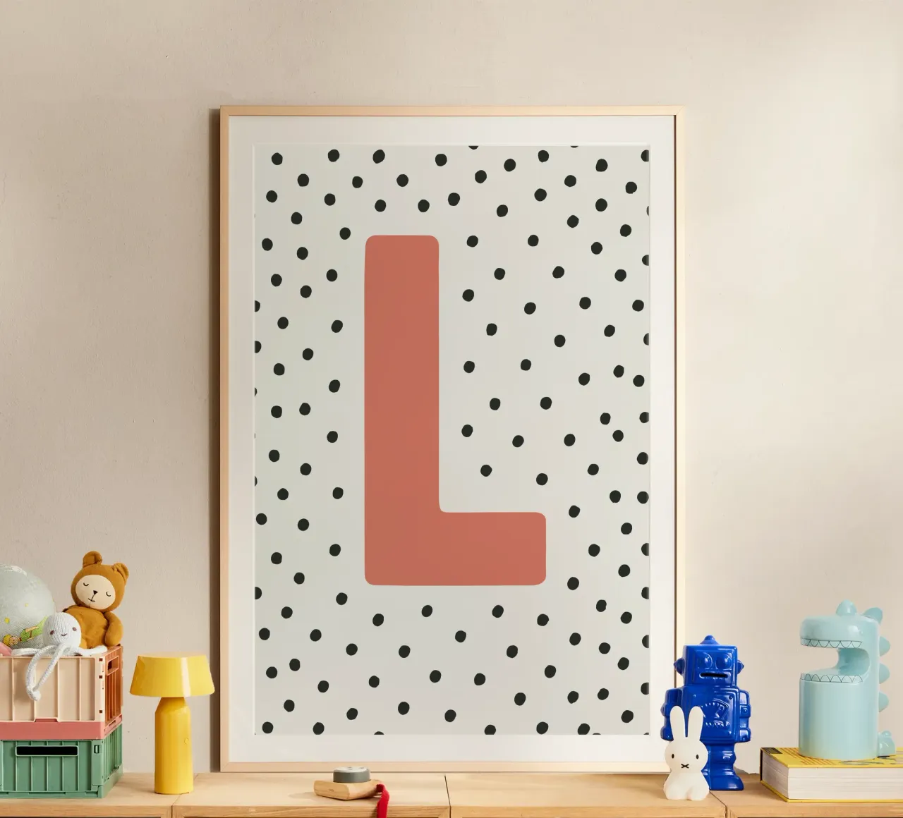 Iniziale L su motivo a pois - Stile scandinavo carta hahnemühle da KidzStudio