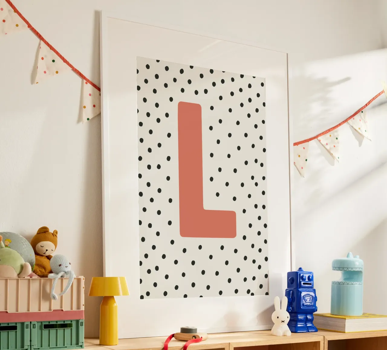 Iniziale L su motivo a pois - Stile scandinavo carta hahnemühle da KidzStudio