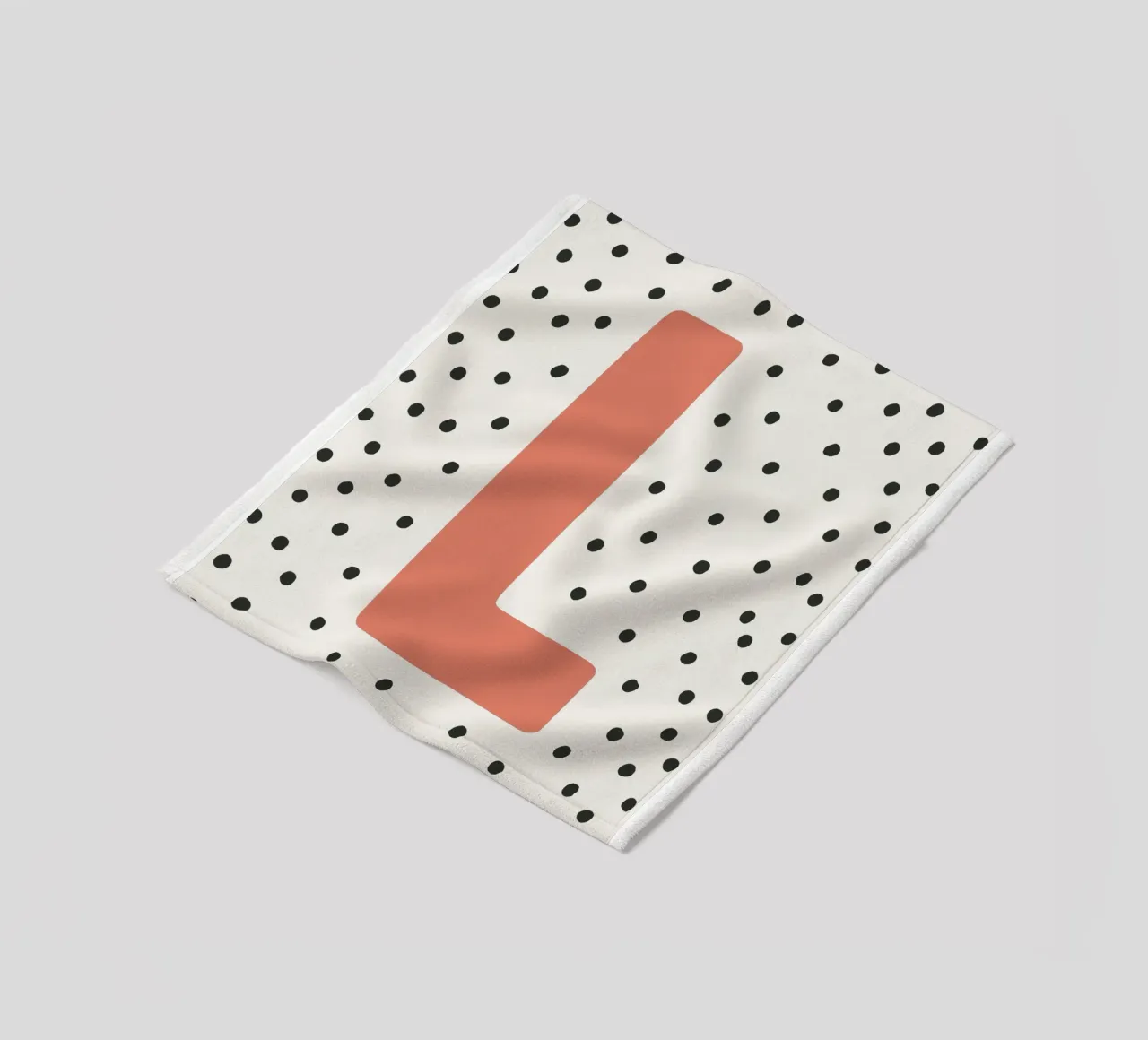 Initial L on dot pattern - Scandinavian style fleece blanket by KidzStudio