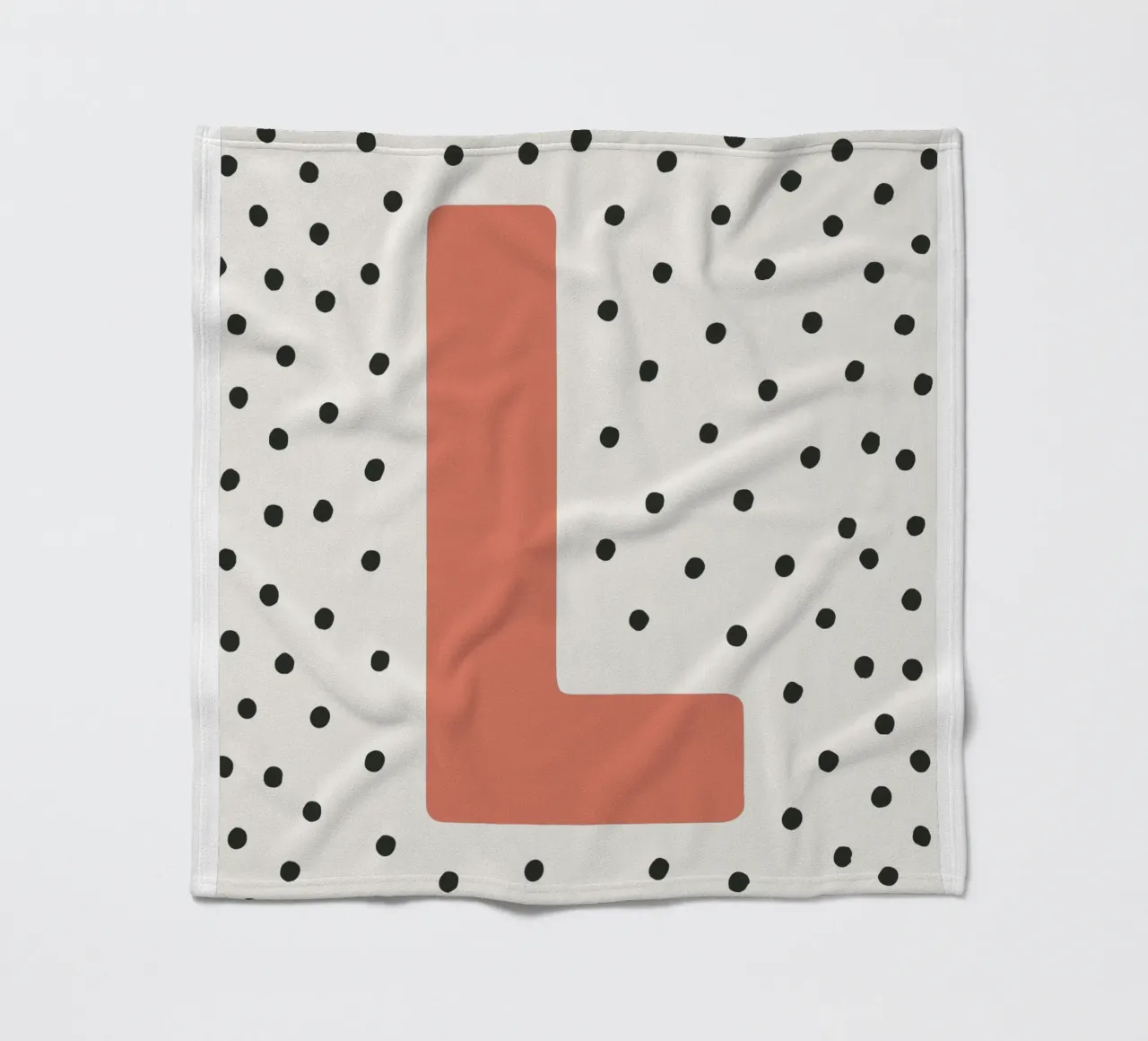 Initial L on dot pattern - Scandinavian style fleece blanket by KidzStudio