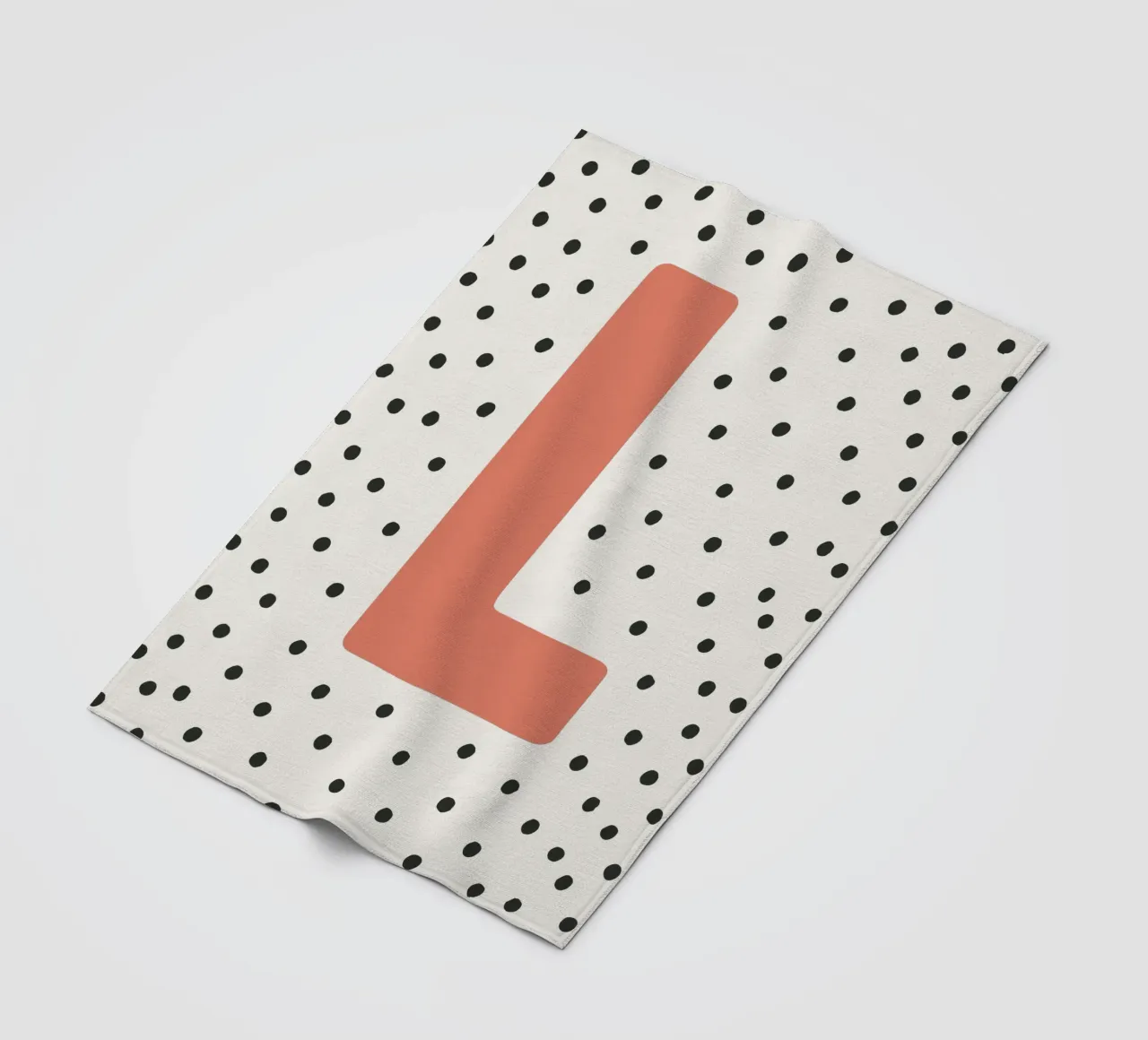 Initial L on dot pattern - Scandinavian style fleece blanket by KidzStudio