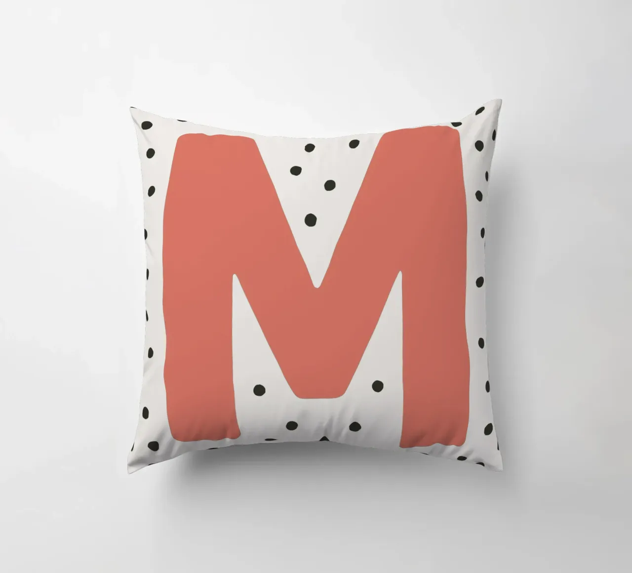 Initial M on dot pattern - Scandinavian style decorative cushion by KidzStudio
