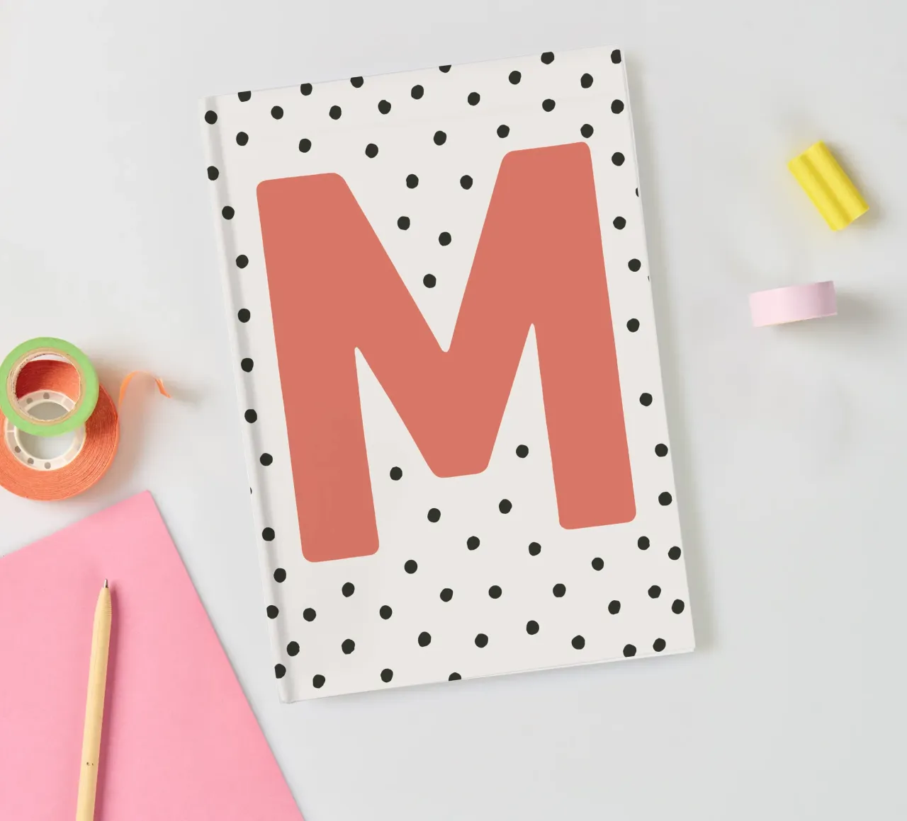 Initial M on dot pattern - Scandinavian style notebook by KidzStudio
