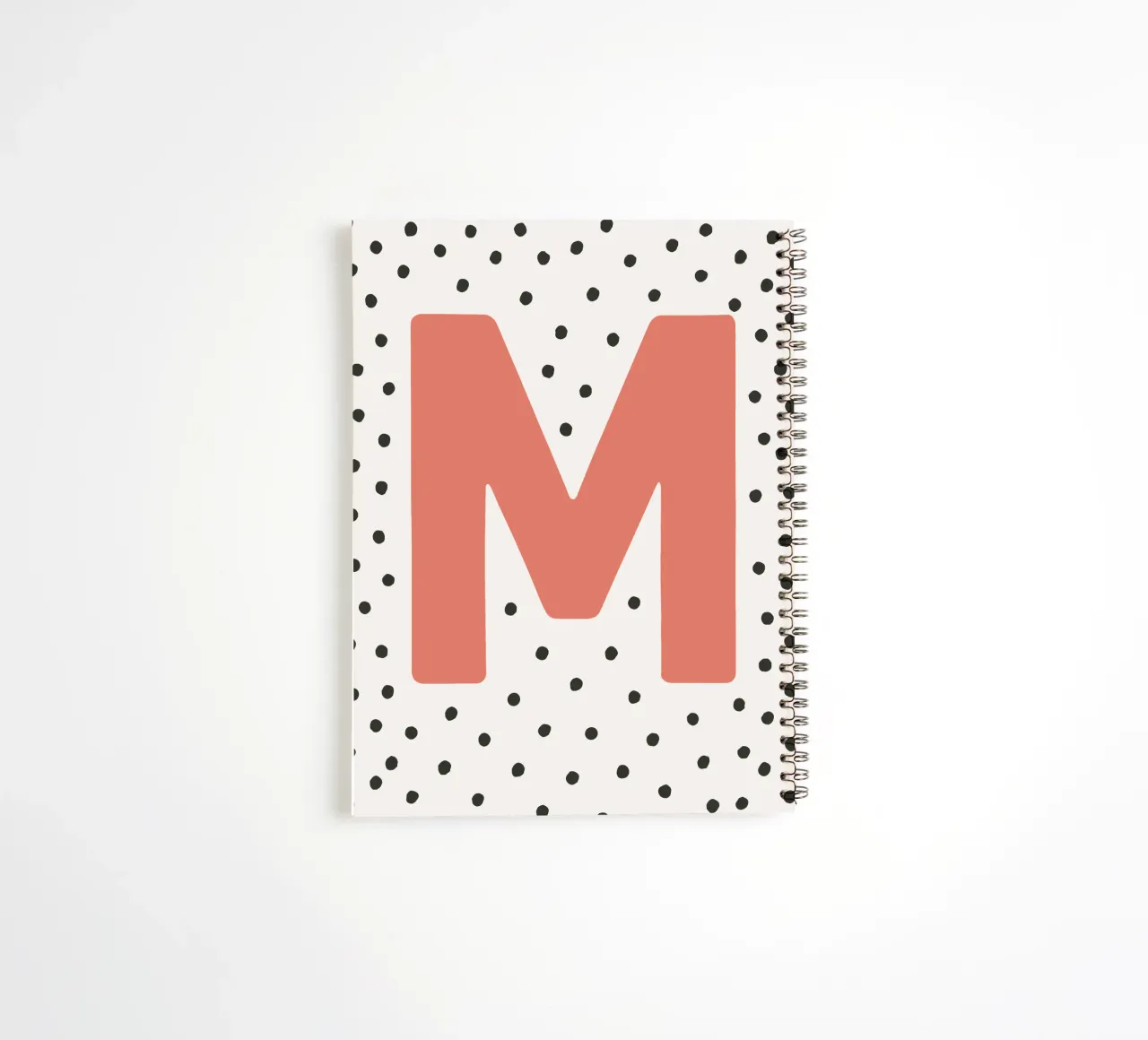 Initial M on dot pattern - Scandinavian style spiral notebook by KidzStudio