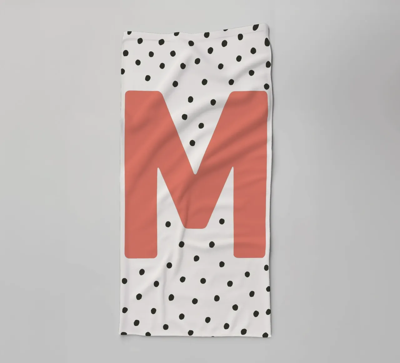 Initial M on dot pattern - Scandinavian style towel by KidzStudio