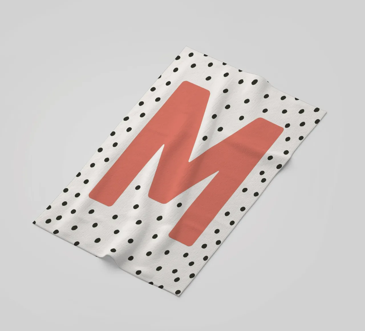 Initial M on dot pattern - Scandinavian style beach towel by KidzStudio