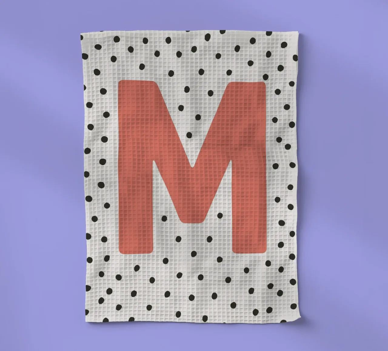 Initial M on dot pattern - Scandinavian style tea towel by KidzStudio