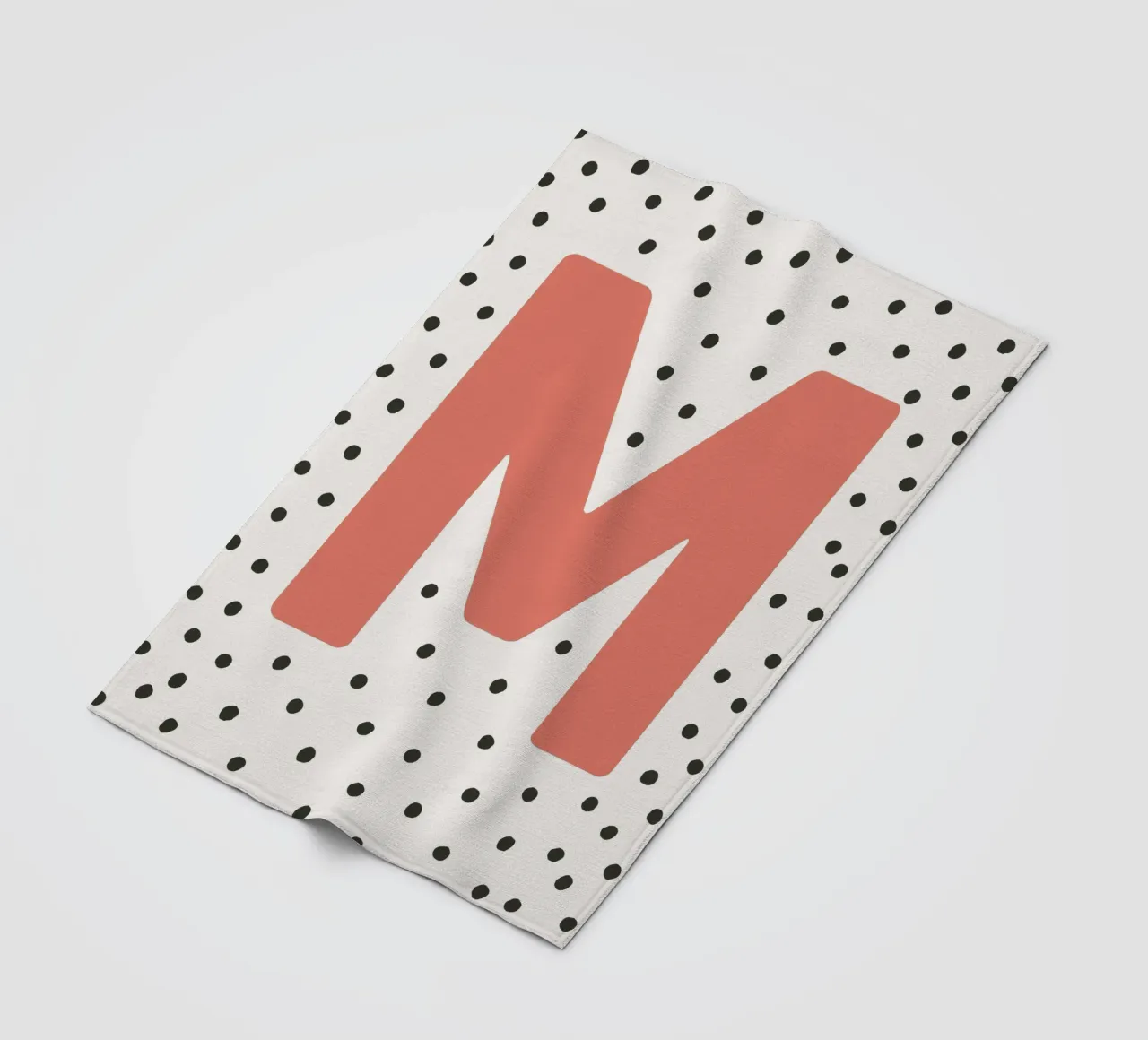 Initial M on dot pattern - Scandinavian style fleece blanket by KidzStudio