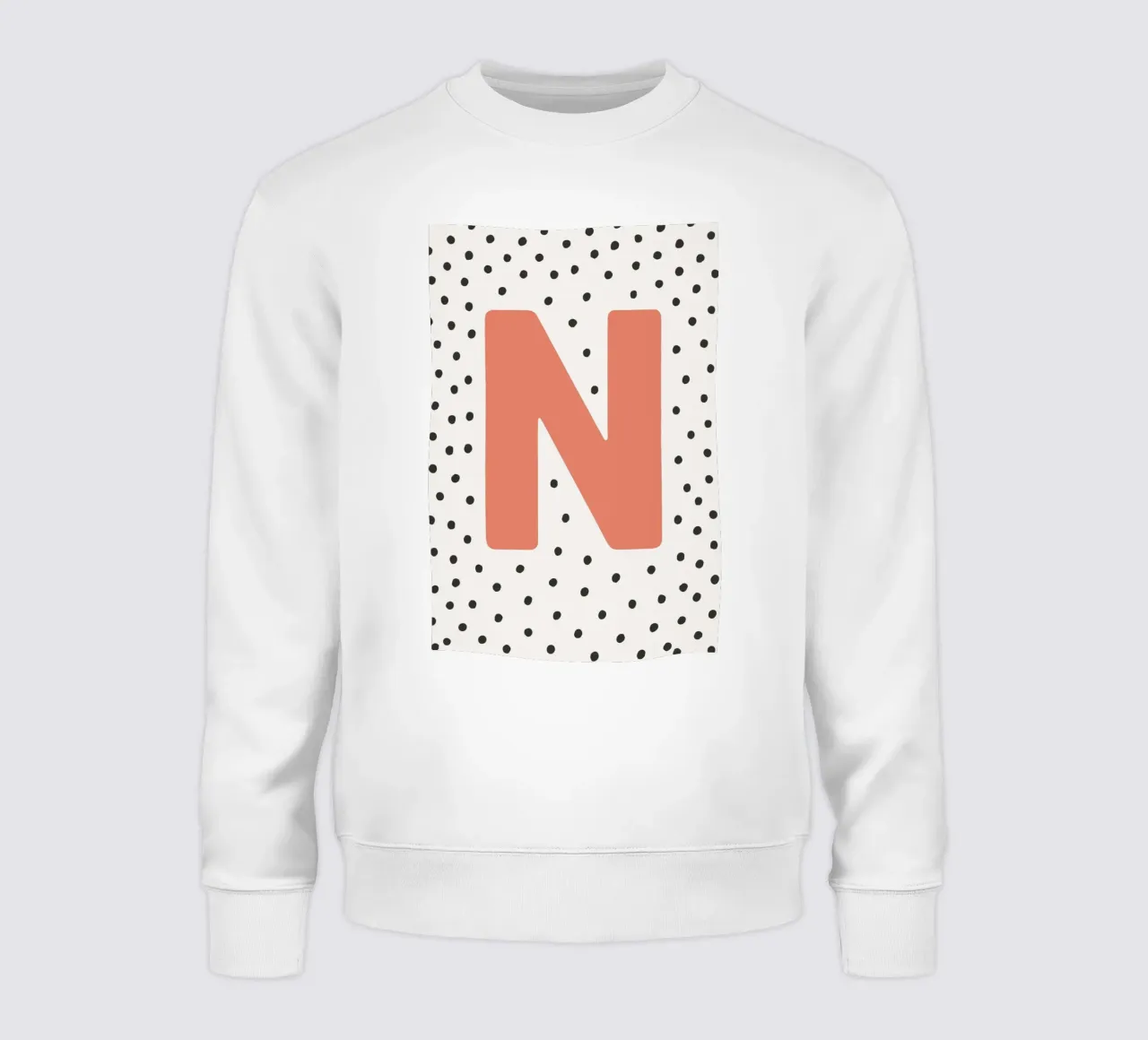 Initial N on dot pattern - Scandinavian style sweatshirt by KidzStudio
