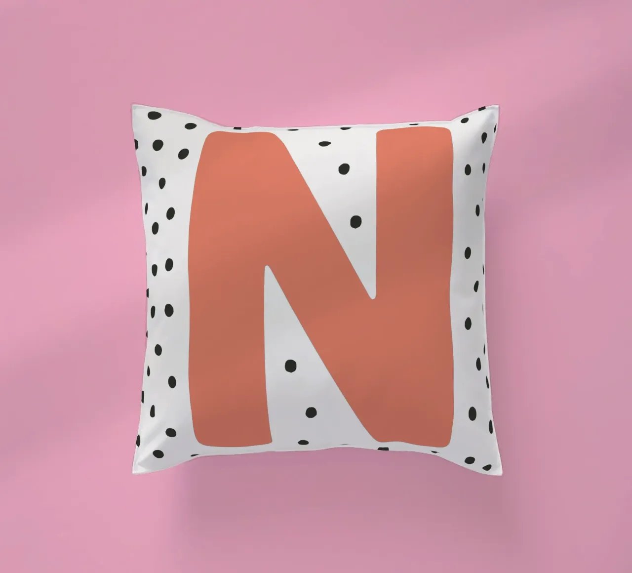 Initial N on dot pattern - Scandinavian style decorative cushion by KidzStudio