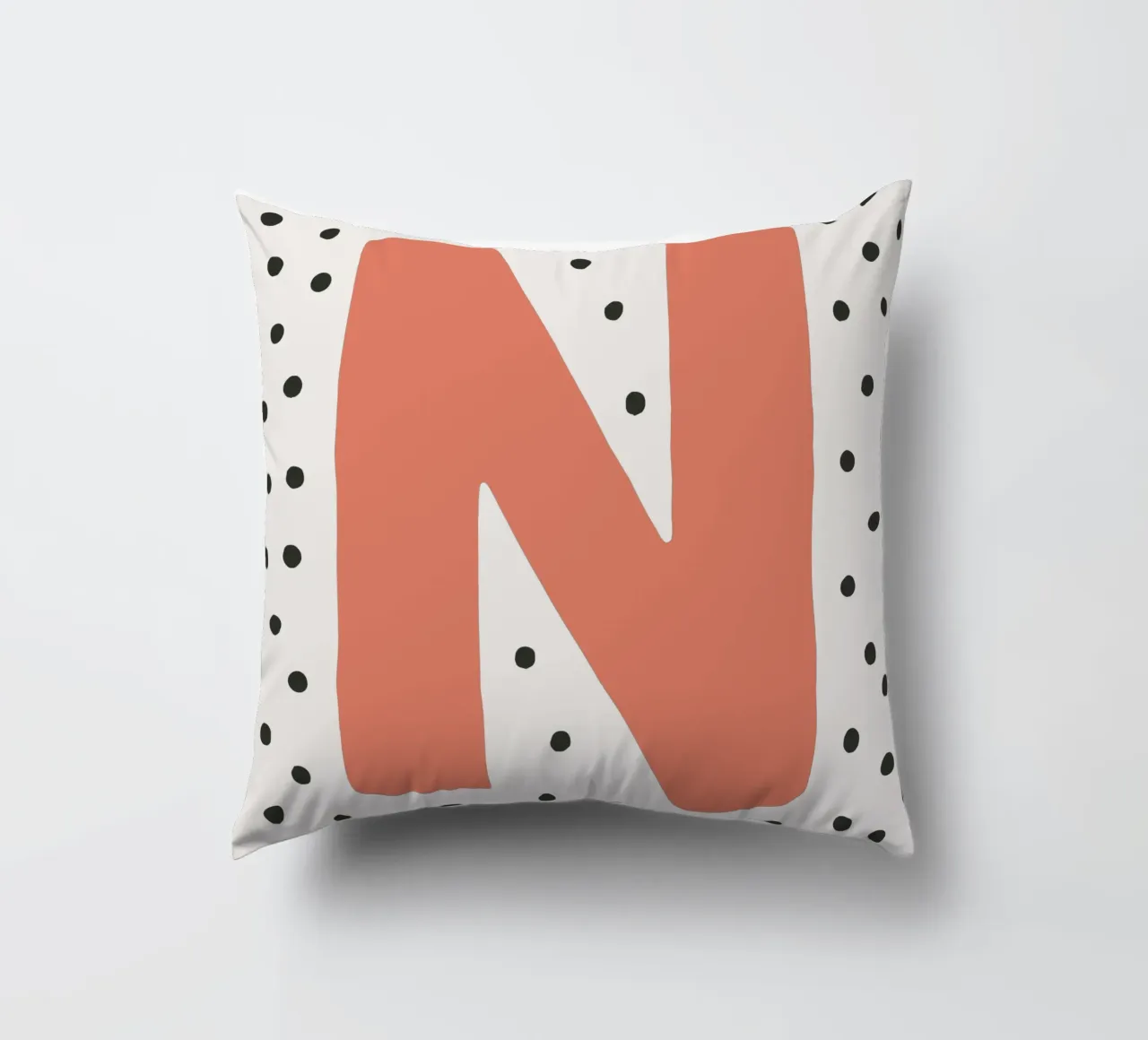 Initial N on dot pattern - Scandinavian style decorative cushion by KidzStudio
