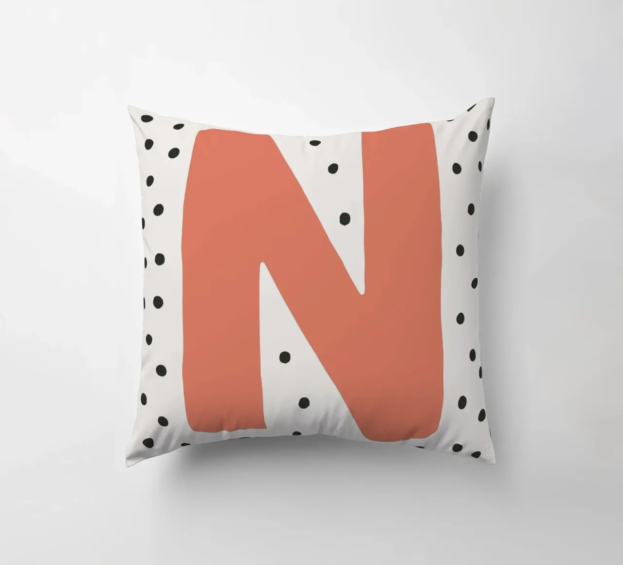 Initial N on dot pattern - Scandinavian style decorative cushion by KidzStudio