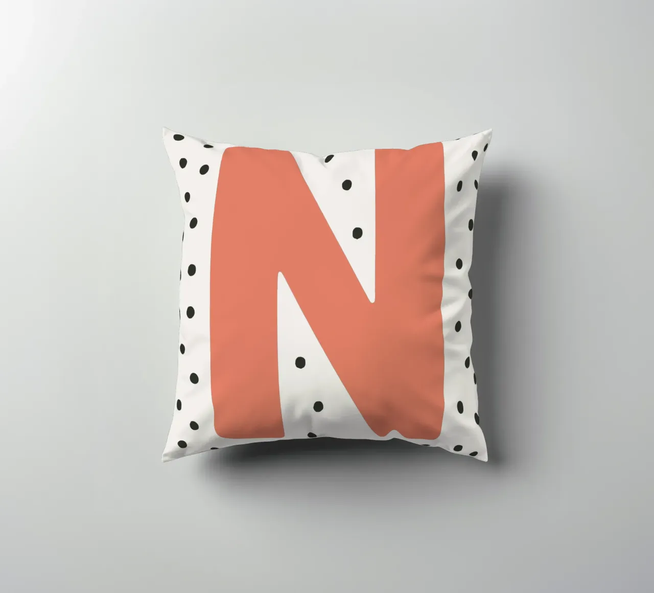 Initial N on dot pattern - Scandinavian style decorative cushion by KidzStudio