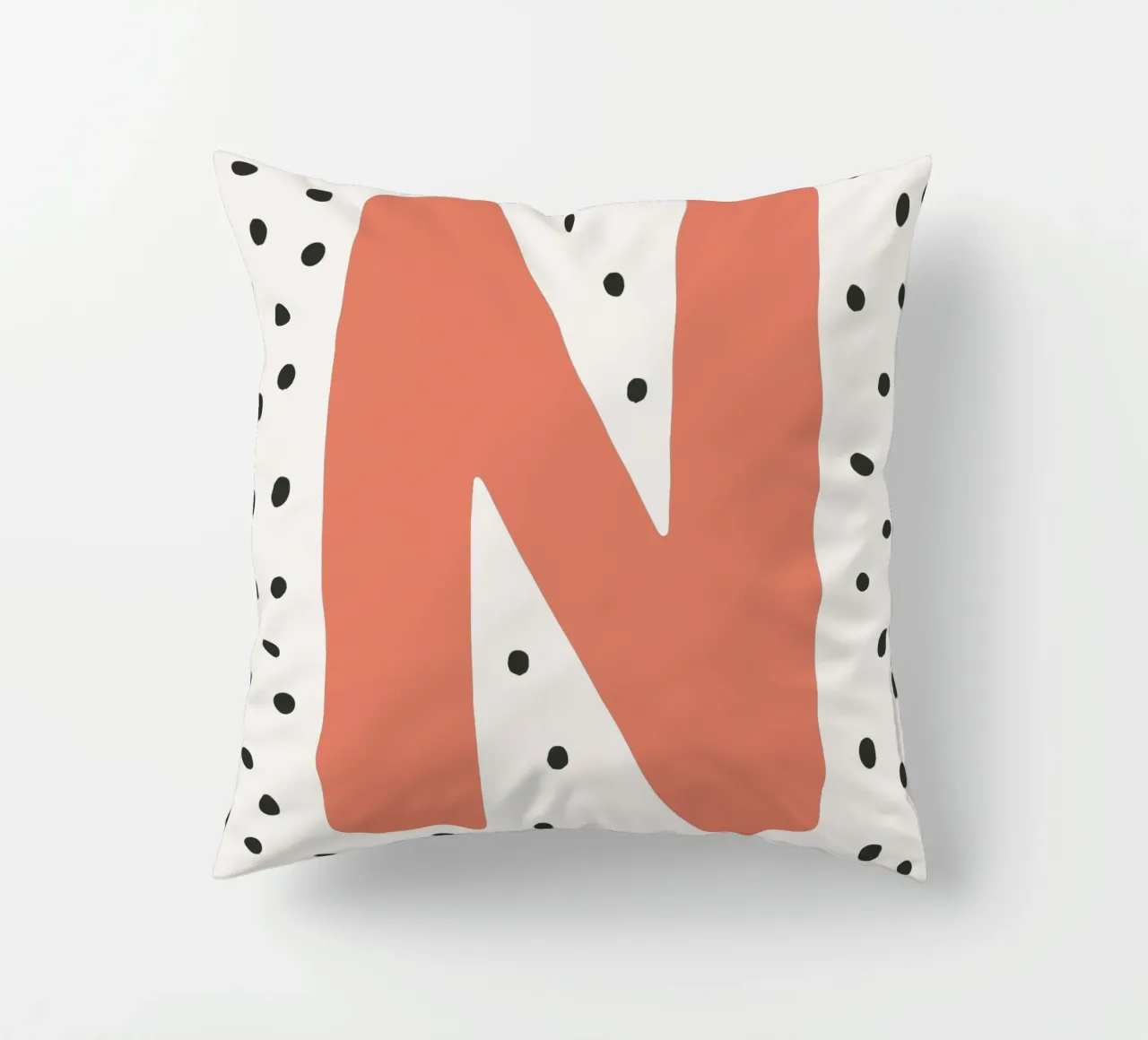 Initial N on dot pattern - Scandinavian style decorative cushion by KidzStudio